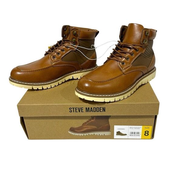 Steve Madden Men's Bleeker Boot Color Cognac Size 8 - Picture 13 of 16